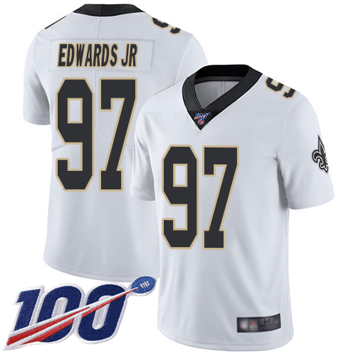 Men New Orleans Saints Limited White Mario Edwards Jr Road Jersey NFL Football #97 100th Season Vapor Untouchable Jersey->new orleans saints->NFL Jersey